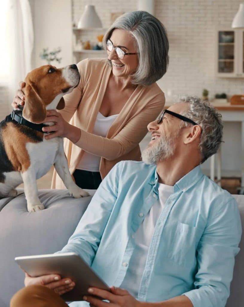 couple with dog