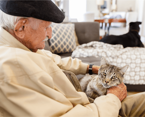 man with cat