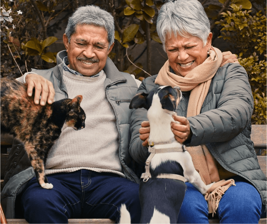 couple with cats