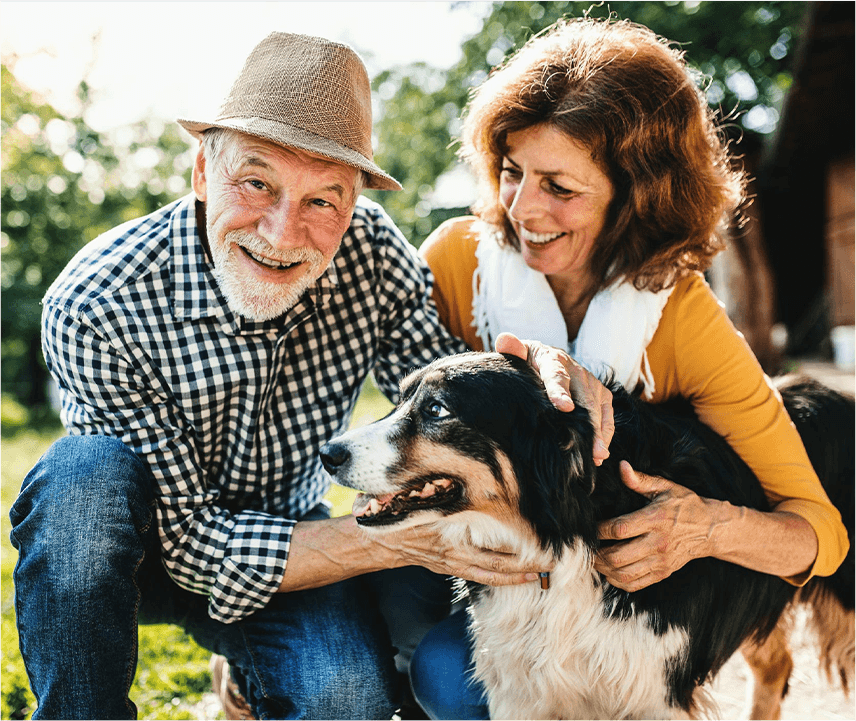 couple with dogs