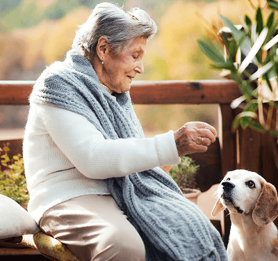 couple with dog